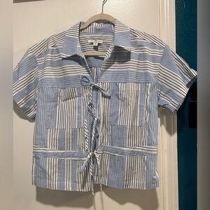 Striped Blue and White Women's Blouse